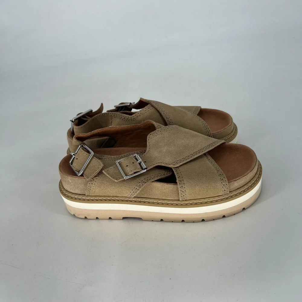 Clarks Orianna Roam Platform Sandal Womens 6 Leather Tan Brown Neutral